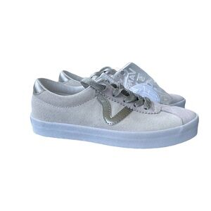 Vans Sport Low Suede White Gray Leather Sneakers Women’s 6 Men’s 4.5